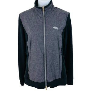 Fairway & Greene Gray Front Black Sleeves Zip-Up Jacket